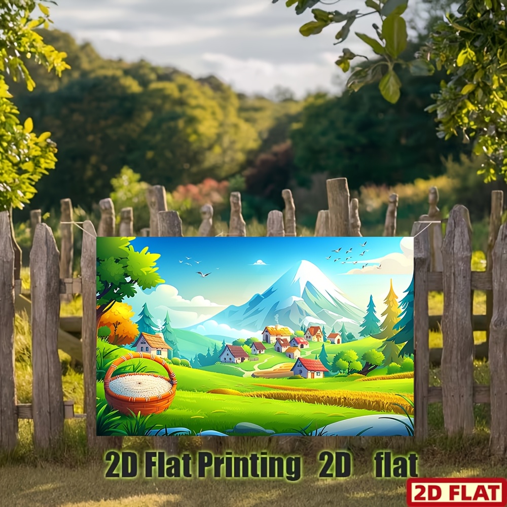 Rural Mountain Village Landscape Tapestry for Photography